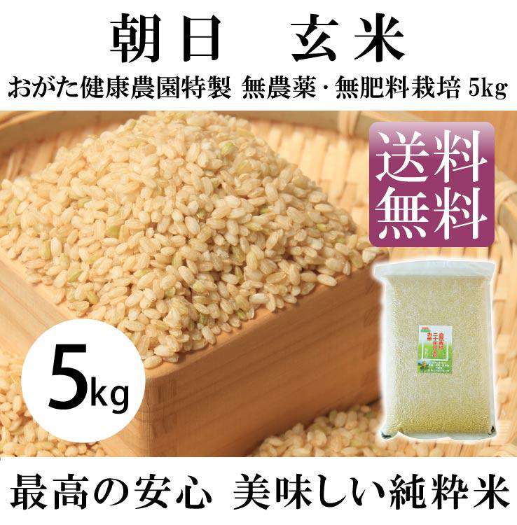 朝日 玄米(おがた健康農園特製 無農薬・無肥料栽培)5kg