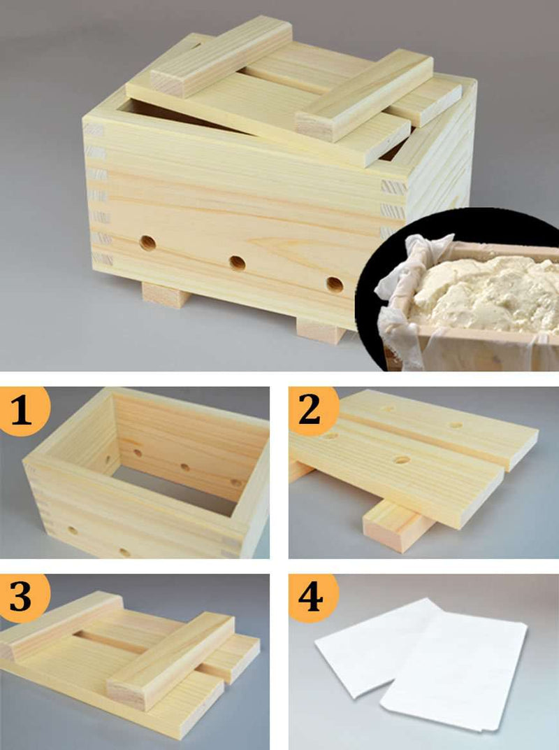 Tofu Box (100% Tofu Box Type from Hinoki Cypress, Mie Prefecture) with Cloth and Sash bag