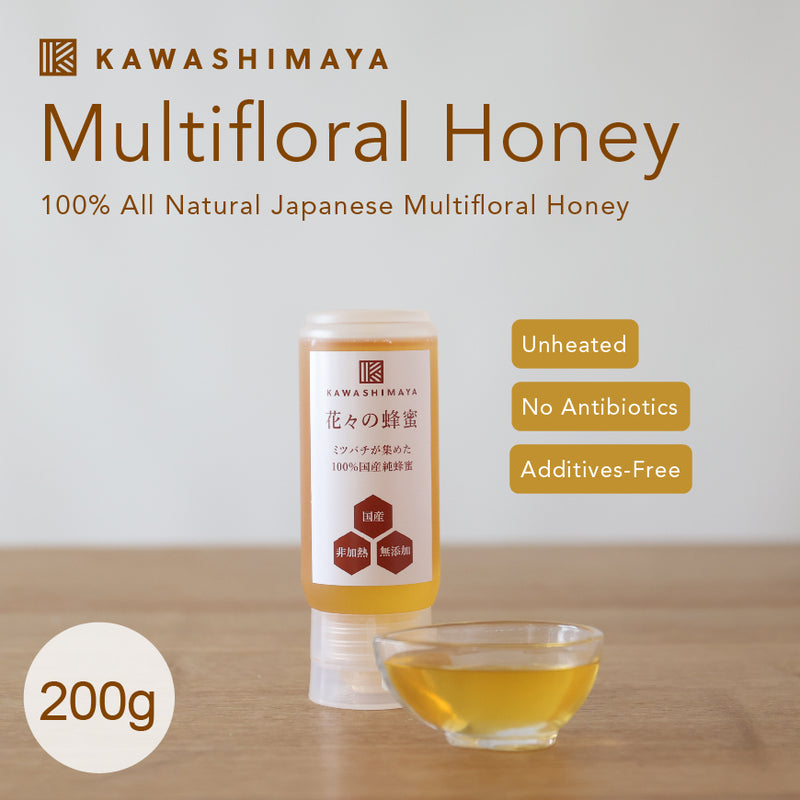 Kawashimaya Multifloral Raw Honey 200g - Domestically Made In Japan, Additives-Free, Unheated