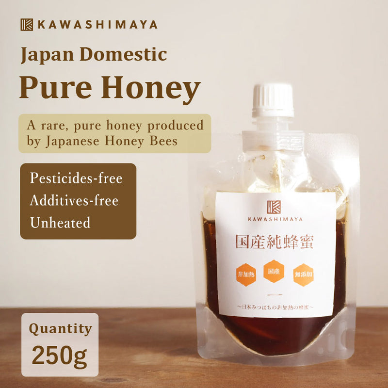 KAWASHIMAYA Japan Domestic Pure Honey 250g - Preservatives-free, Additives-Free, Unheated Pure Honey 100% Produced by Japanese Native Honey Bees