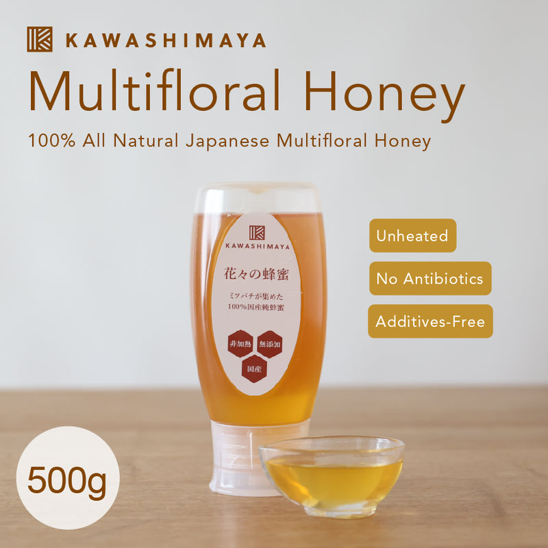 Kawashimaya Multifloral Raw Honey 500g - Domestically Made In Japan, Additives-Free, Unheated